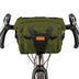 Restrap Bar Pack in olive mounted on drop handlebars, front view