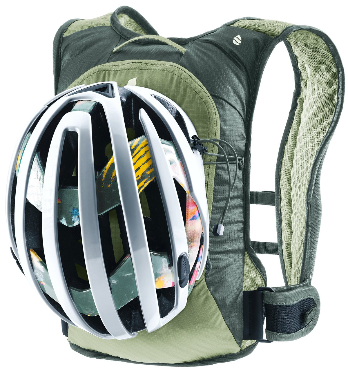 Deuter Rogla 5 carrying a road helmet on the helmet attachment