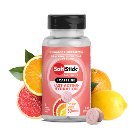 SaltStick Electrolyte Tablets Bottle (60 tabs) / Citrus Burst w/ Caffeine Fastchews Chewable Electrolyte Tablets SS-C03-2060