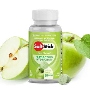 SaltStick Electrolyte Tablets Bottle (60 tabs) / Green Apple Fastchews Chewable Electrolyte Tablets 03-9060