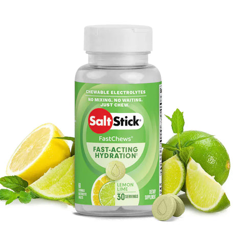 SaltStick Electrolyte Tablets Bottle (60 tabs) / Lemon-Lime Fastchews Chewable Electrolyte Tablets 03-2060