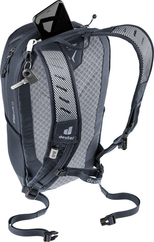 Deuter Speed Lite 13 top pocket open with a phone, and keys on the key clip