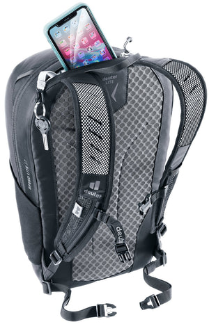 Deuter Speed Lite 17 with a phone tucked into the zipped top pocket