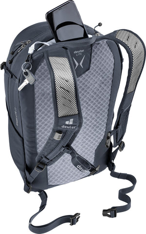 Deuter Speed Lite 21 top pocket open with a phone, and keys on the key clip