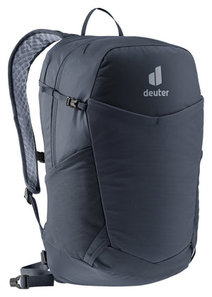 Deuter Speed Lite 21 in Black, side three-quarter view of the shoulder strap and side pocket