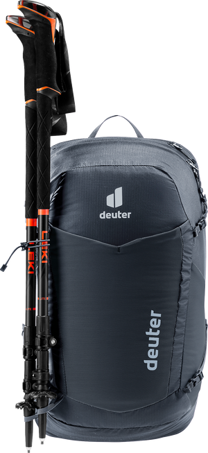 Deuter Speed Lite Pro 23 SL with folded trekking poles on the side attachment