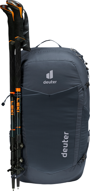 Deuter Speed Lite Pro 25 with trekking poles on the side pole attachment
