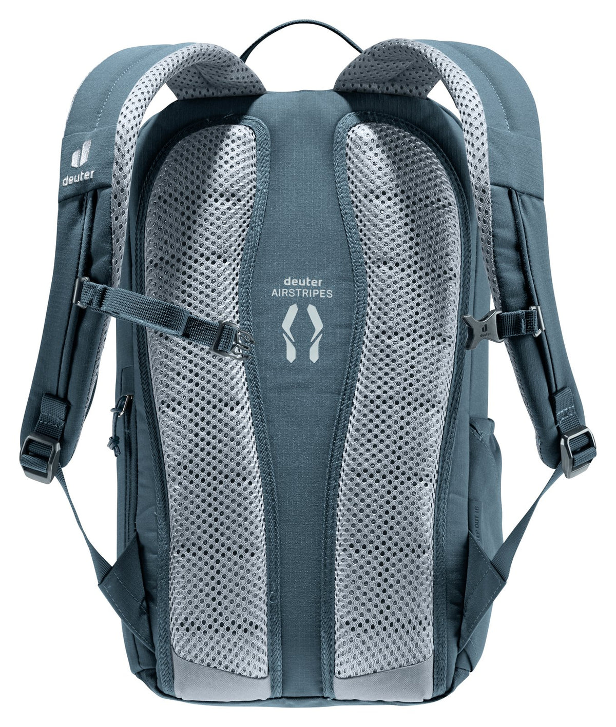 Back of the Deuter Stepout 16 showing the Airstripes mesh padding and perforated straps