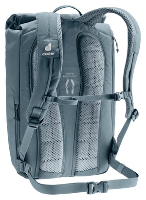 Deuter Stepout 22 rear three-quarter view of the padded harness and sternum strap