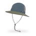 Brushline Bucket in Mineral/Timber, blue crown and green brim, with chinstrap