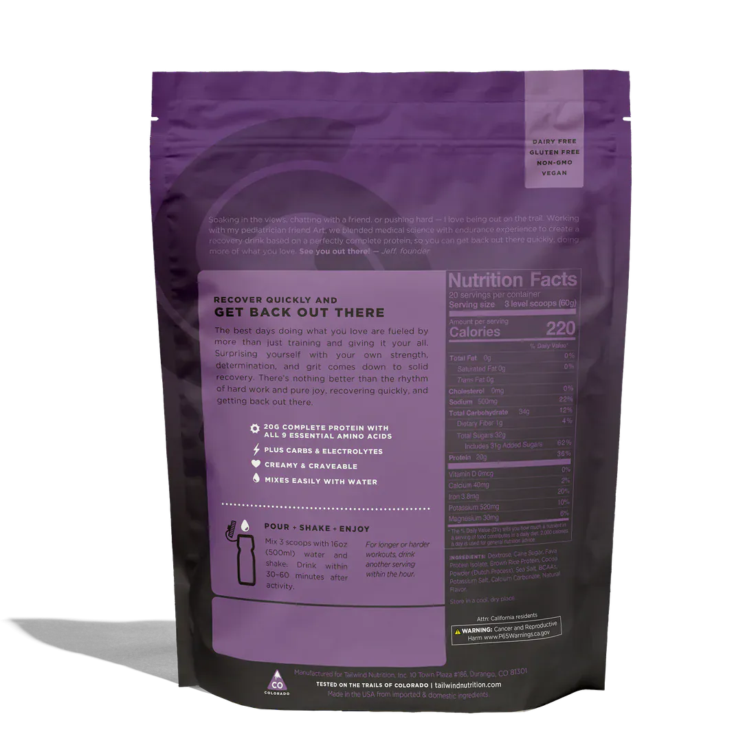 Tailwind Nutrition Sports Drinks Fava Recovery Mix