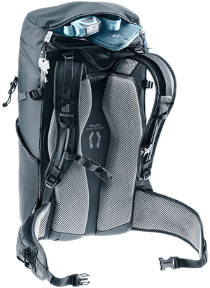 Deuter Telatie 24 SL with the lid open and gear in the top of the main compartment