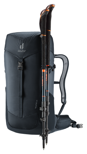Deuter Telatie 26 with folded trekking poles on the side pole attachment