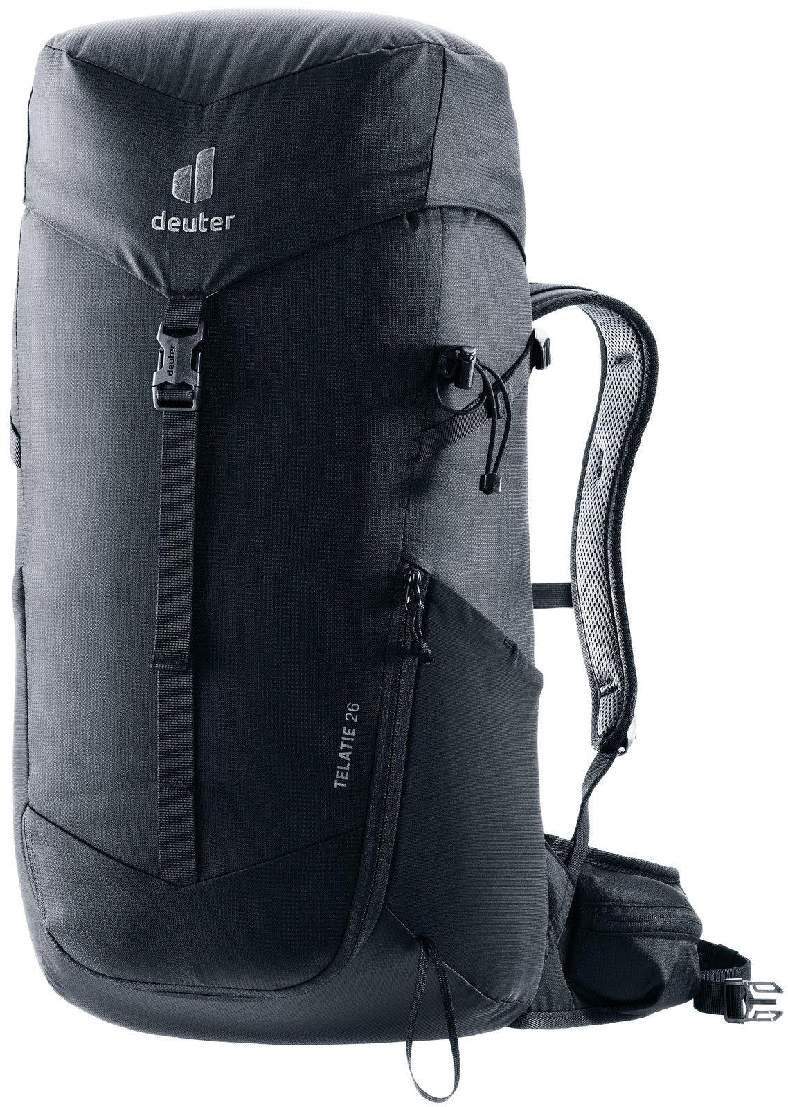 Deuter Telatie 26 hiking daypack in Black, front three-quarter view