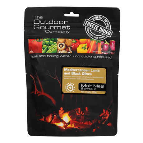 The Outdoor Gourmet Company Dehydrated Meals 2 Serves / Mediterranean Lamb with Black Olives Freeze-dried Gourmet Meals OGC211