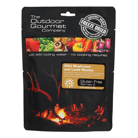 The Outdoor Gourmet Company Dehydrated Meals 2 Serves / Wild Mushroom & Lamb Risotto Freeze-dried Gourmet Meals OGC212