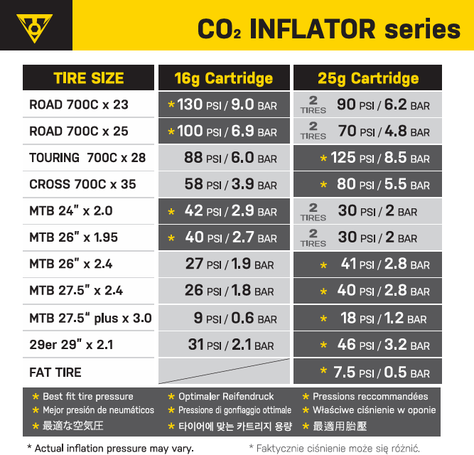 Topeak CO2 Inflation System 16 Gram CO2 Cartridge w/ Thread (2PK) T319G014002