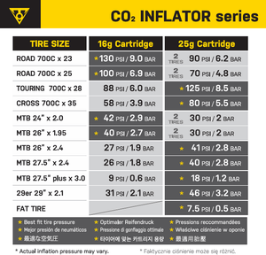 Topeak CO2 Inflation System 16 Gram CO2 Cartridge w/ Thread (2PK) T319G014002