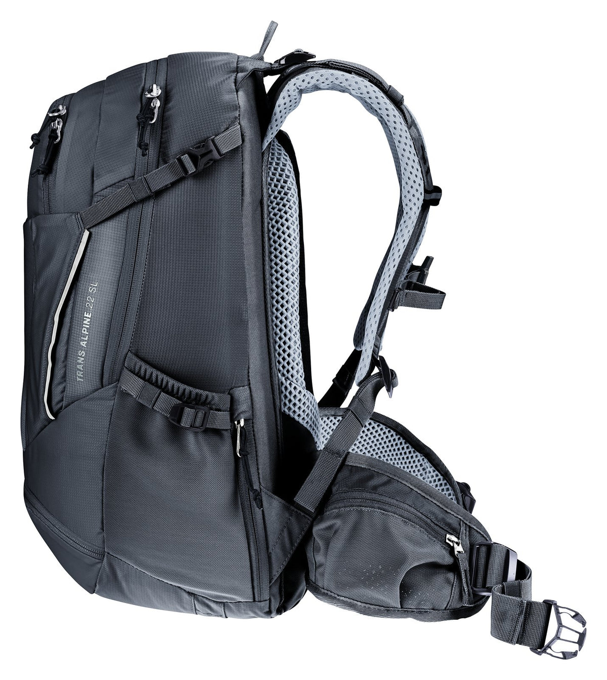 Deuter Trans Alpine 22 SL side view with compression straps and reflective trim