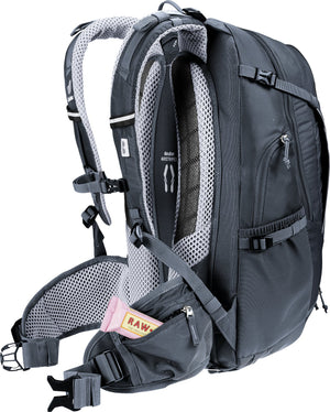 Deuter Trans Alpine 24 with a snack in the hip fin area pocket, rear three-quarter view