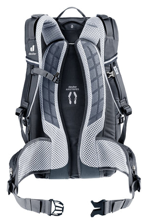 Back of the Deuter Trans Alpine 30 showing the Airstripes padding and hip fins