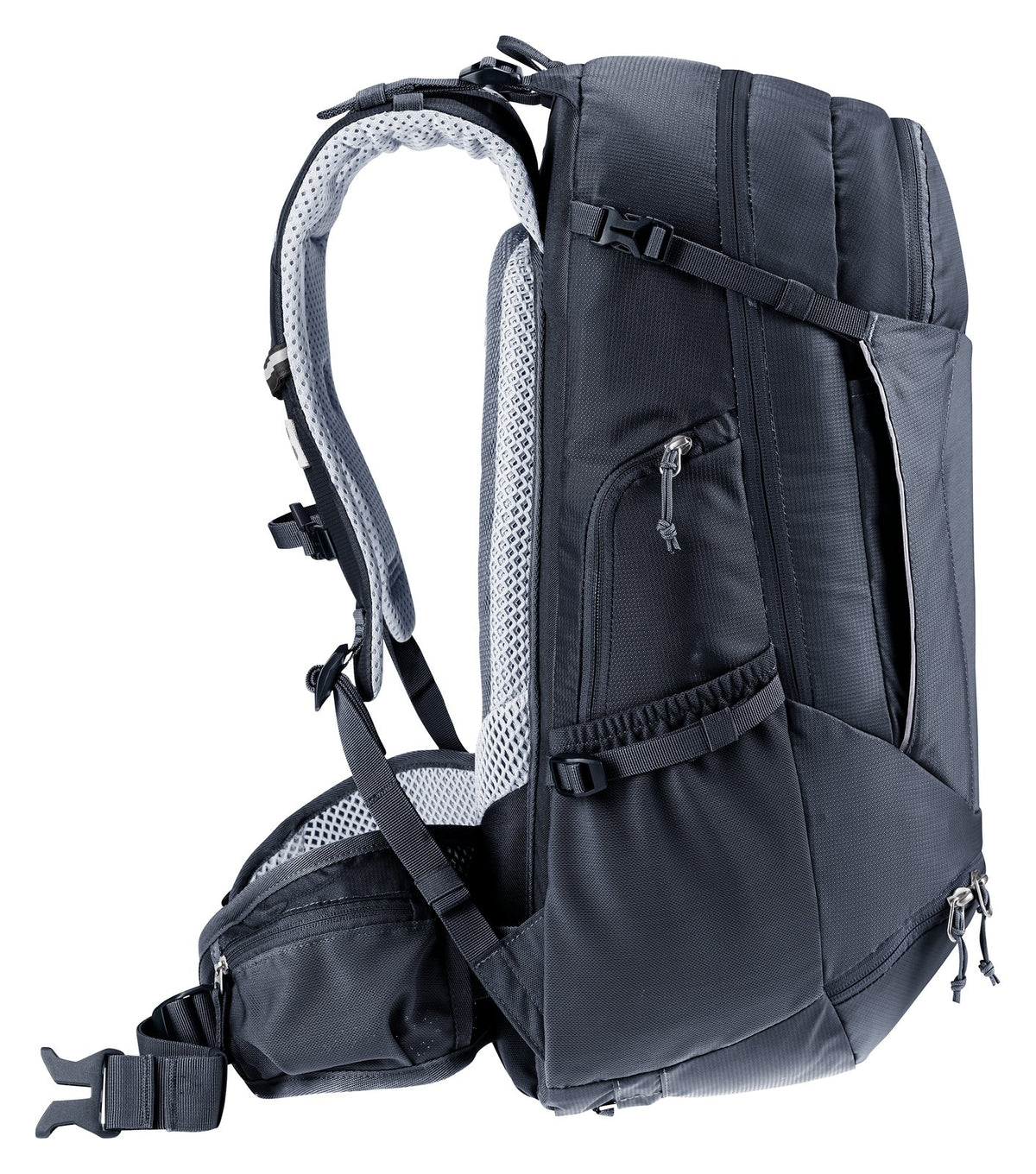 Deuter Trans Alpine 30 side profile with hip fin and compression straps