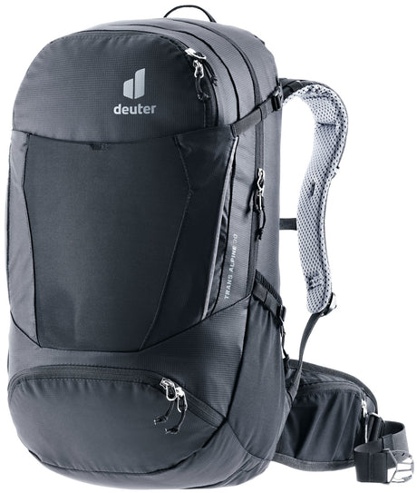 Deuter Trans Alpine 30 bike touring backpack in Black, front three-quarter view