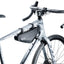 Deuter Triangle Front Bag 1.5 strapped into the front triangle of a grey drop-bar bike