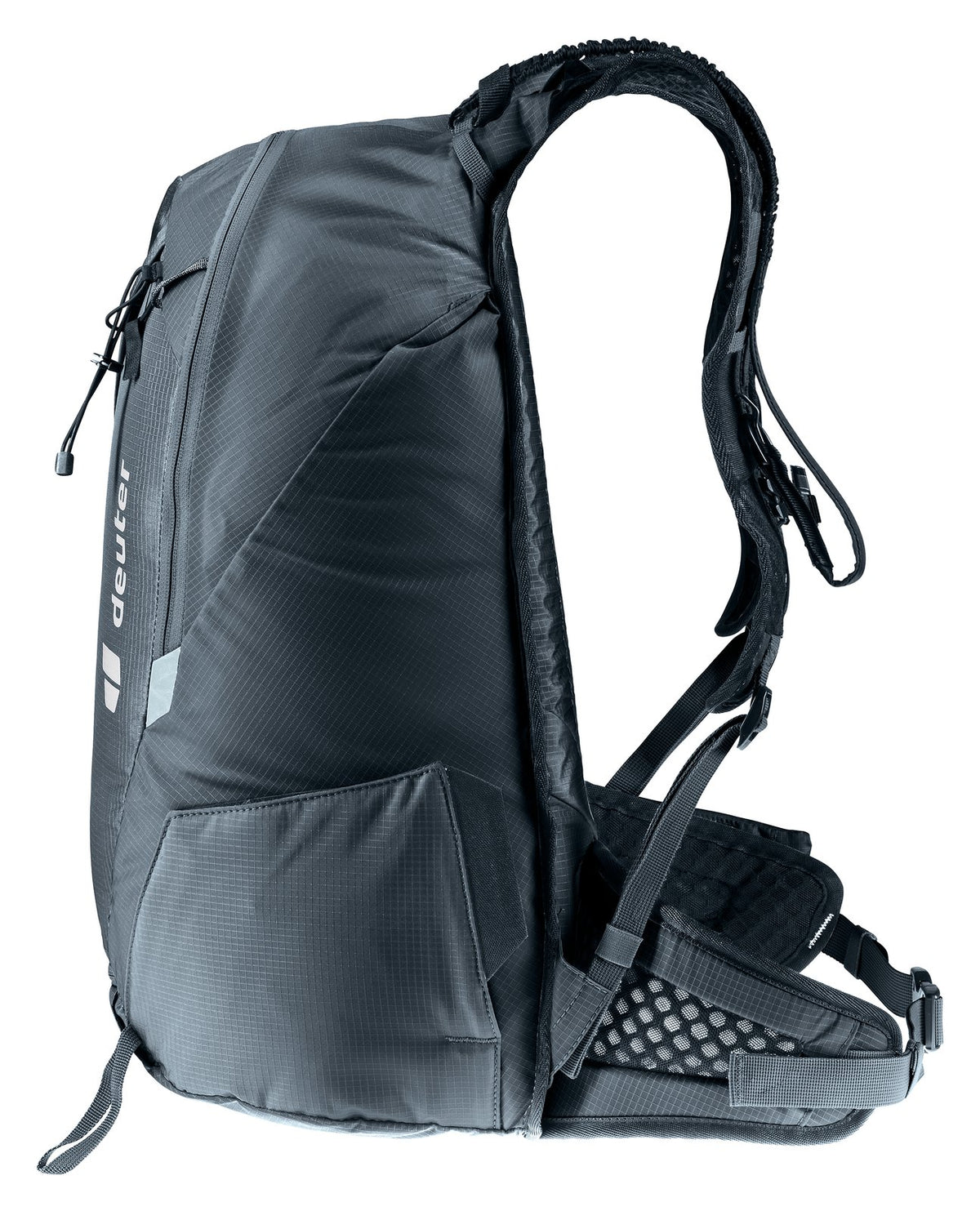 Deuter Updays 26 side view showing the hip fin and lower pack body