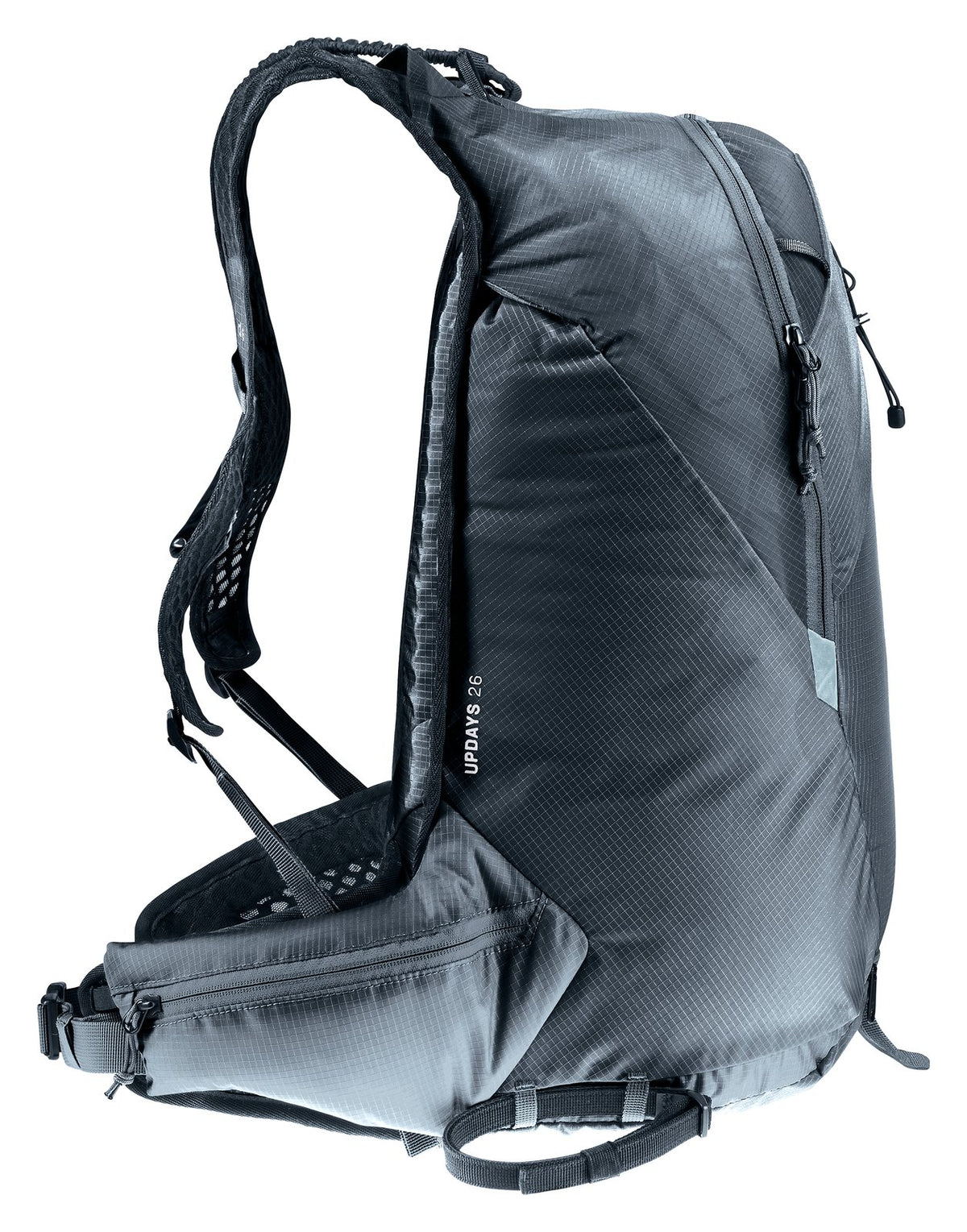 Deuter Updays 26 side profile showing the slim body and hip fin