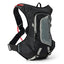 USWE Moto Hydro 12L hydration pack in Black/Grey, front view with grey organiser panel