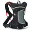 USWE RAW 4L Adventure Fit in black with grey front pocket panel, three-quarter view with red drink tube