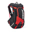 USWE Hydro 12L MTB hydration pack in Red, front three-quarter view, black body with red panels
