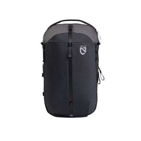 Taller Nemo Vantage backpack in Black with buckled top panel and cord on the side