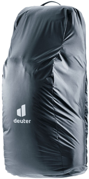 Deuter Voyager 65+10 inside its transport cover used as a rain cover