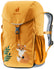 Deuter Waldfuchs 14 kids' backpack in Amber Maple orange with a fox and fern print