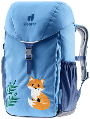 Deuter Waldfuchs 14 in Wave Nightblue, light blue kids' backpack with fox print