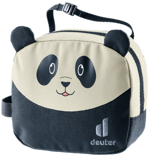 Deuter Wash Bag Kids in Black Bone, cream and black toiletry bag with a panda face