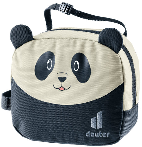 Deuter Wash Bag Kids in Black Bone, cream and black toiletry bag with a panda face