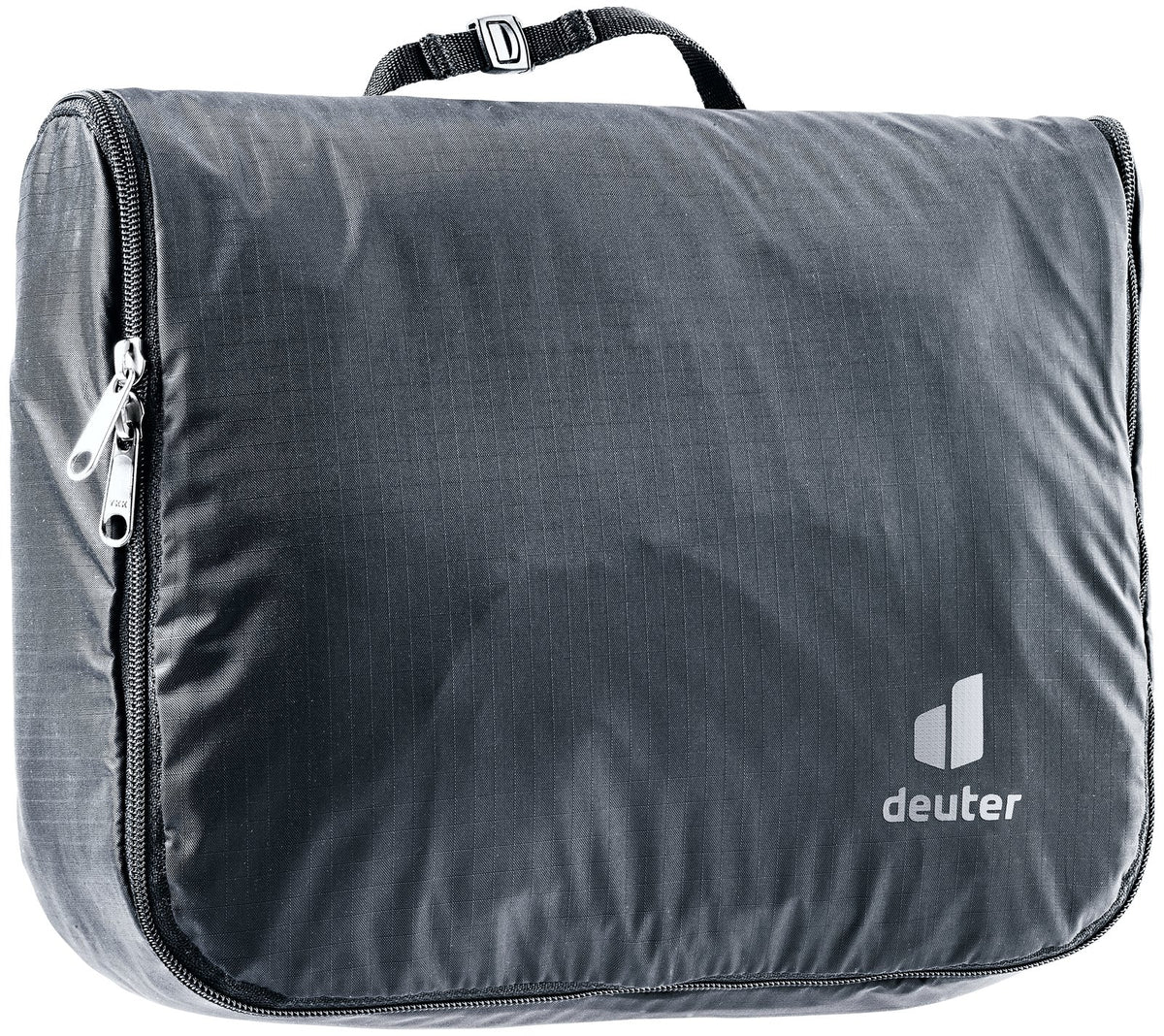 Deuter Wash Center Lite II toiletry bag in Black, closed, with hanging loop
