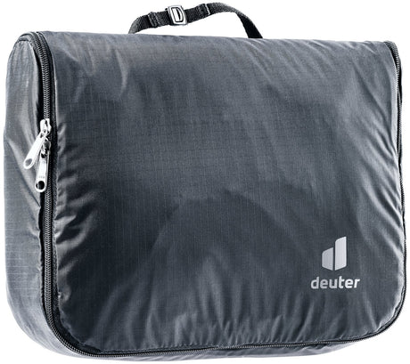 Deuter Wash Center Lite II toiletry bag in Black, closed, with hanging loop