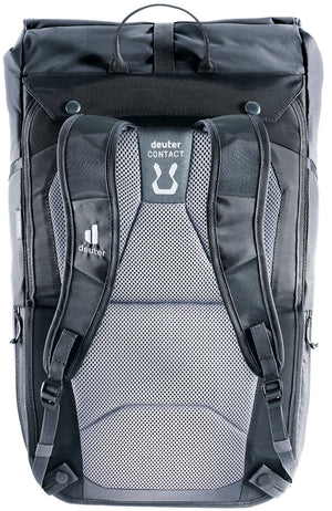 Back of the Deuter Xberg 25 in backpack mode showing the Contact back and shoulder straps