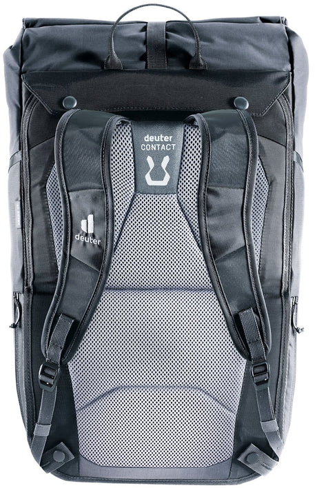 Back of the Deuter Xberg 25 in backpack mode showing the Contact back and shoulder straps