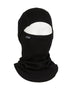 XTM Performance Merino 230 Wool Balaclava in black on a mannequin head, covering head, neck and lower face