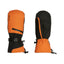 XTM Samurai men's snow mitts in Vivid Orange, back with zipped heat pocket and black palm side