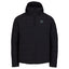 XTM Performance Woolxloft Mens Jacket in black, front view on white with the hood up