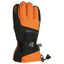 Single Vivid Orange XTM Samurai snow glove showing the heat pocket, wrist strap and barrel lock cuff