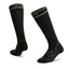 Pair of XTM Compression technical ski socks in Black with grey band at the top and blue foot stripe