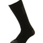 Single black XTM Dual Density merino ski sock, side view with DualDensity knitted up the leg