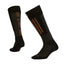 Pair of black XTM Sochi II merino ski socks showing the 'Be Free' print on the back of the leg